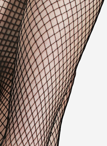 Klasyczne czarne pończochy z siateczkowym wzorem kabaretki