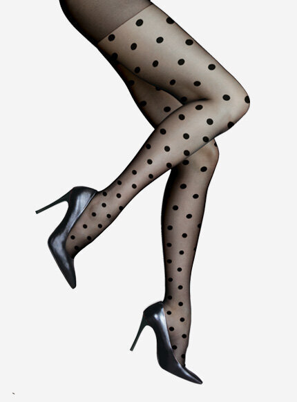 Rajstopy czarne z subtelnym motywem drobnych kropeczek