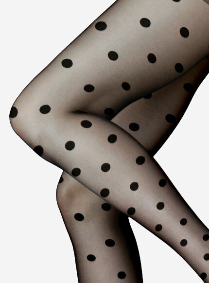 Stylowe rajstopy w kolorze czarnym z wzorem w grochy