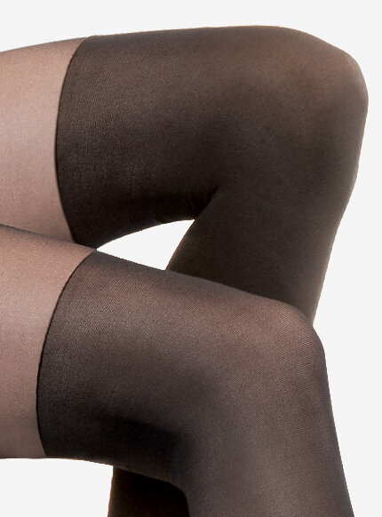 Rajstopy na wzór zakolanówek brązowych