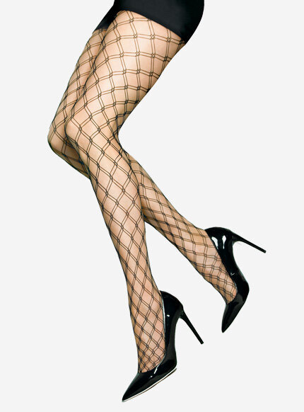 Stylowe czarne rajstopy w geometryczną siatkę