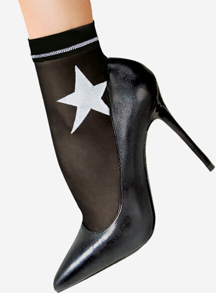 Stylowe skarpetki w kolorze czarnym z białą gwiazdką