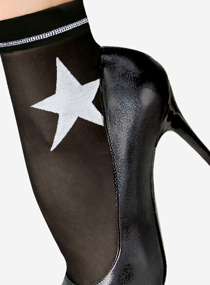 Czarne skarpetki z białym wzorem w kształcie gwiazdy